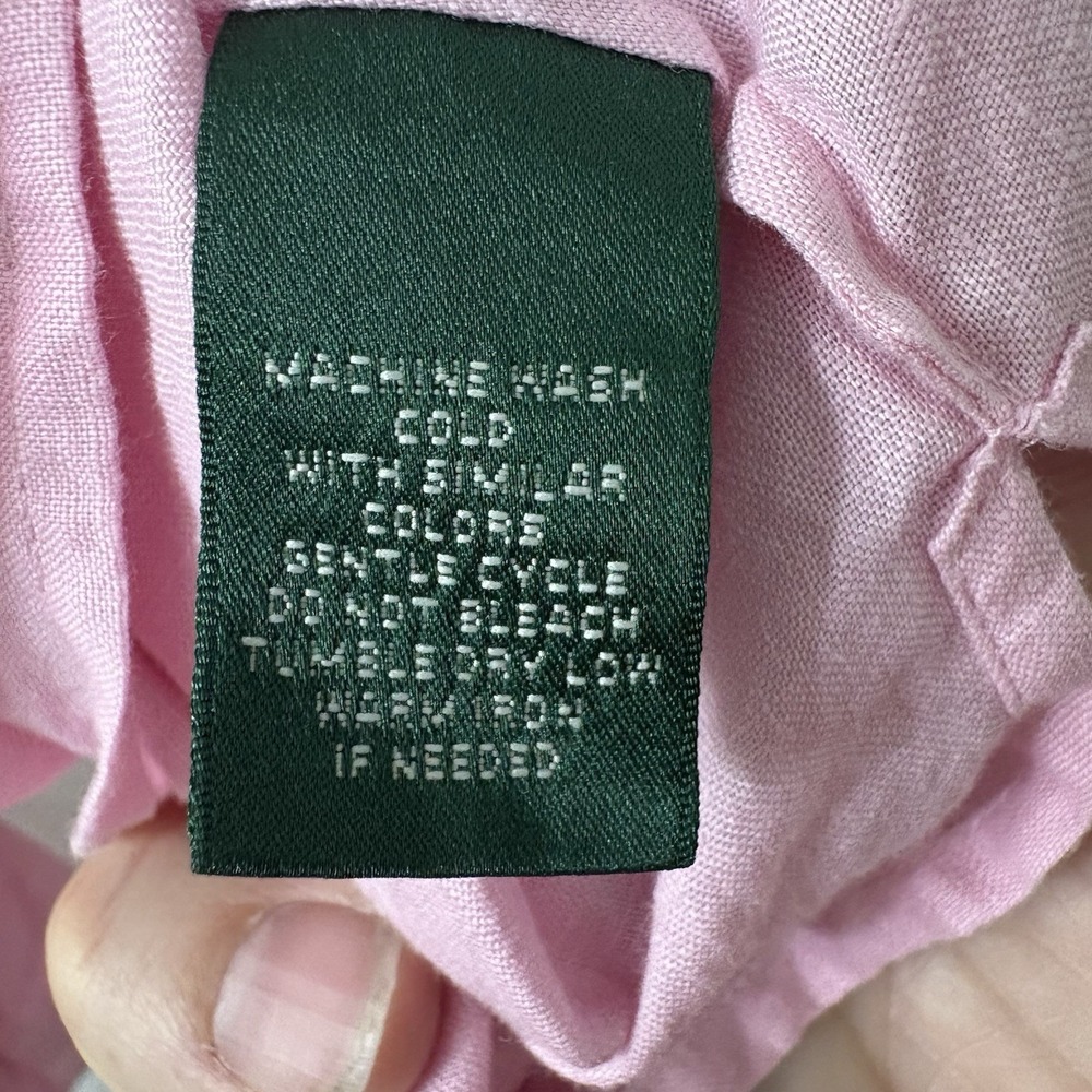 Lauren Ralph Lauren Women's Pink 100% Linen Quiet Luxury 1X Top Blouse - Picture 6 of 6